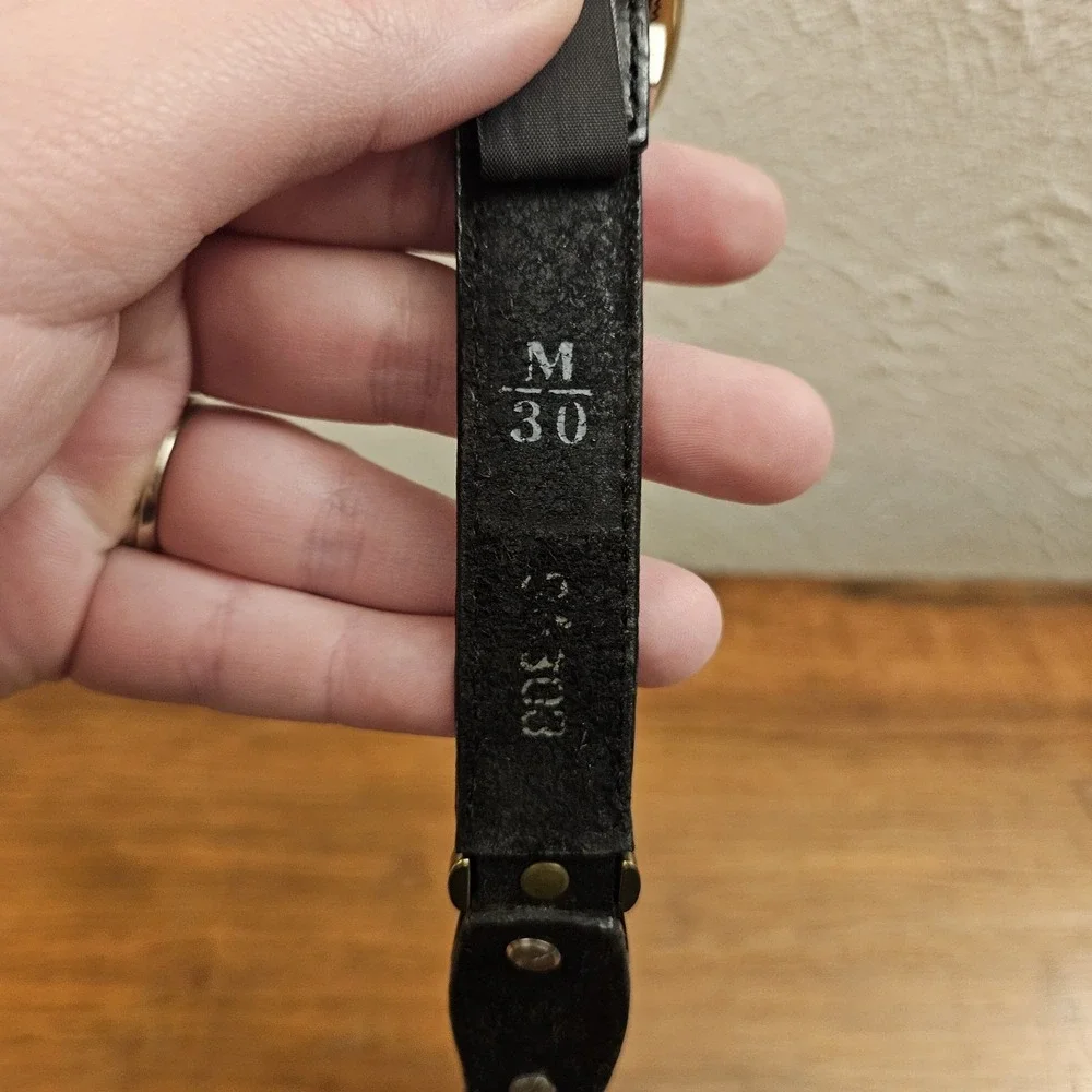 Brighton Black Leather Belt Mixed Metal Goldtone Snd Silvertone Size M/30‎